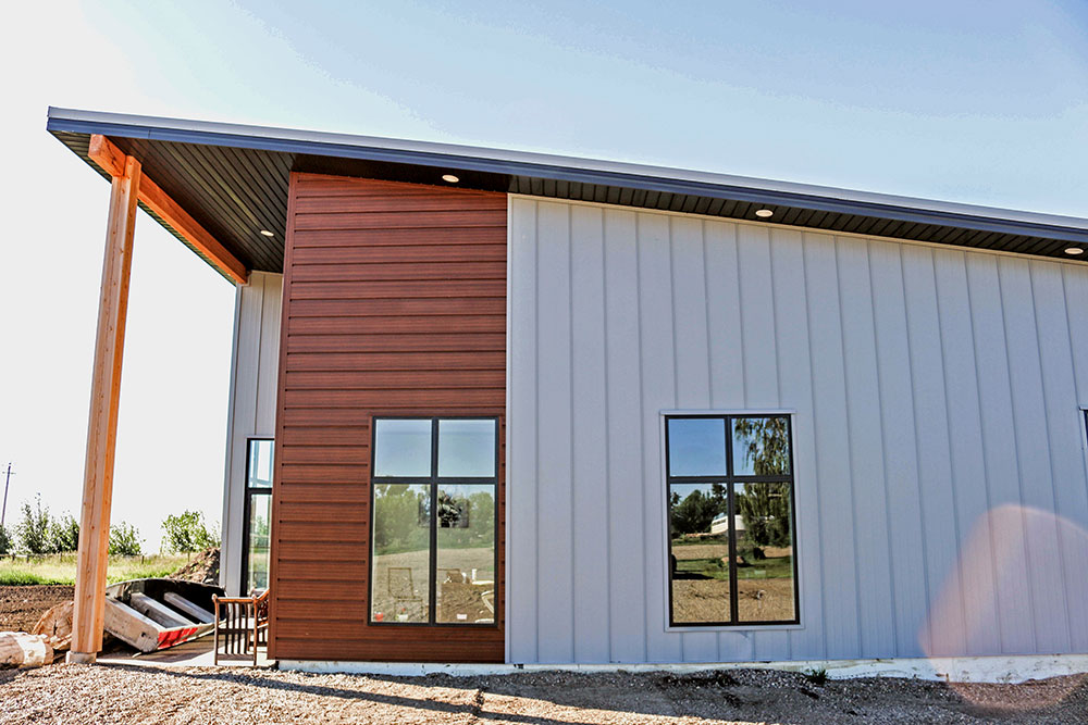 Commercial Office with Espresso Woodgrain FormaPlank and Regent Grey FormaLoc Siding