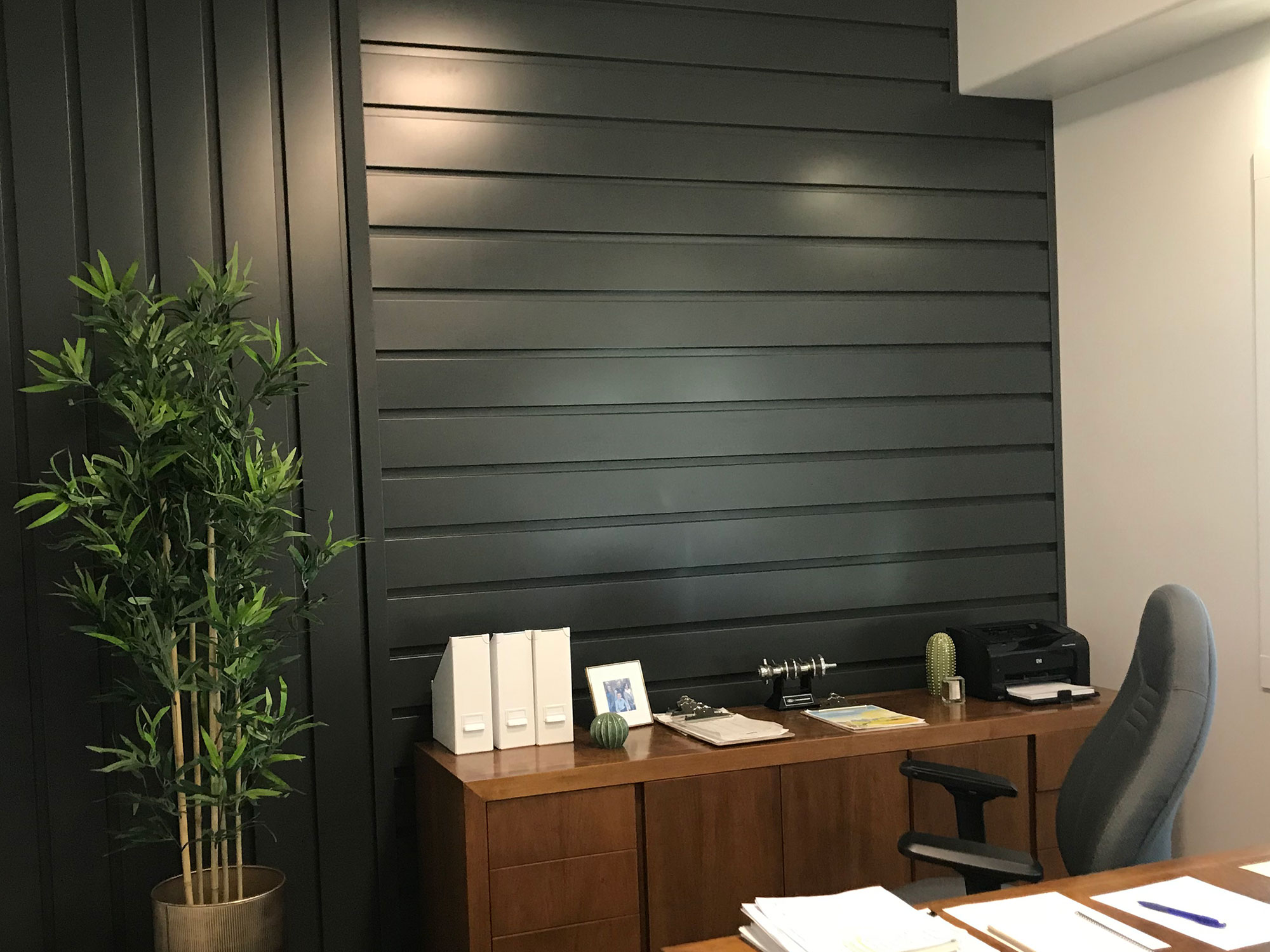 Forma Plank in 24ga Carbon Interior Wall Installation