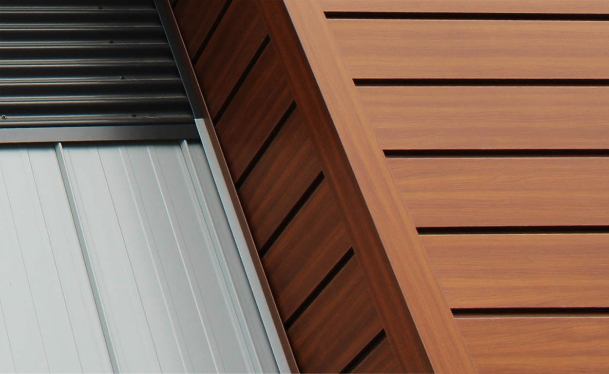 Commercial Building with Espresso Woodgrain panel