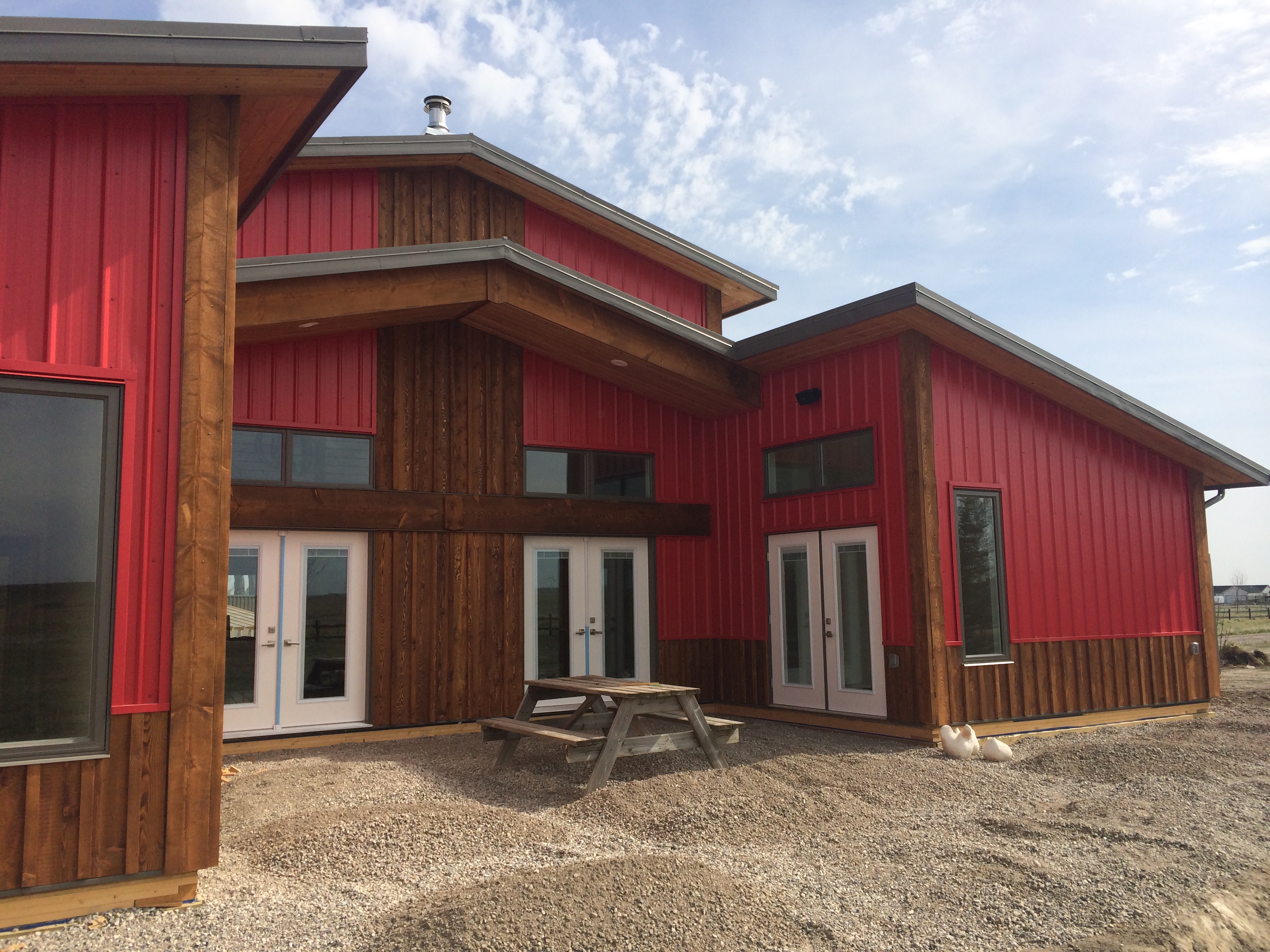 Residential Building with I/9 in Bright Red and I/9 in Sage (roof)