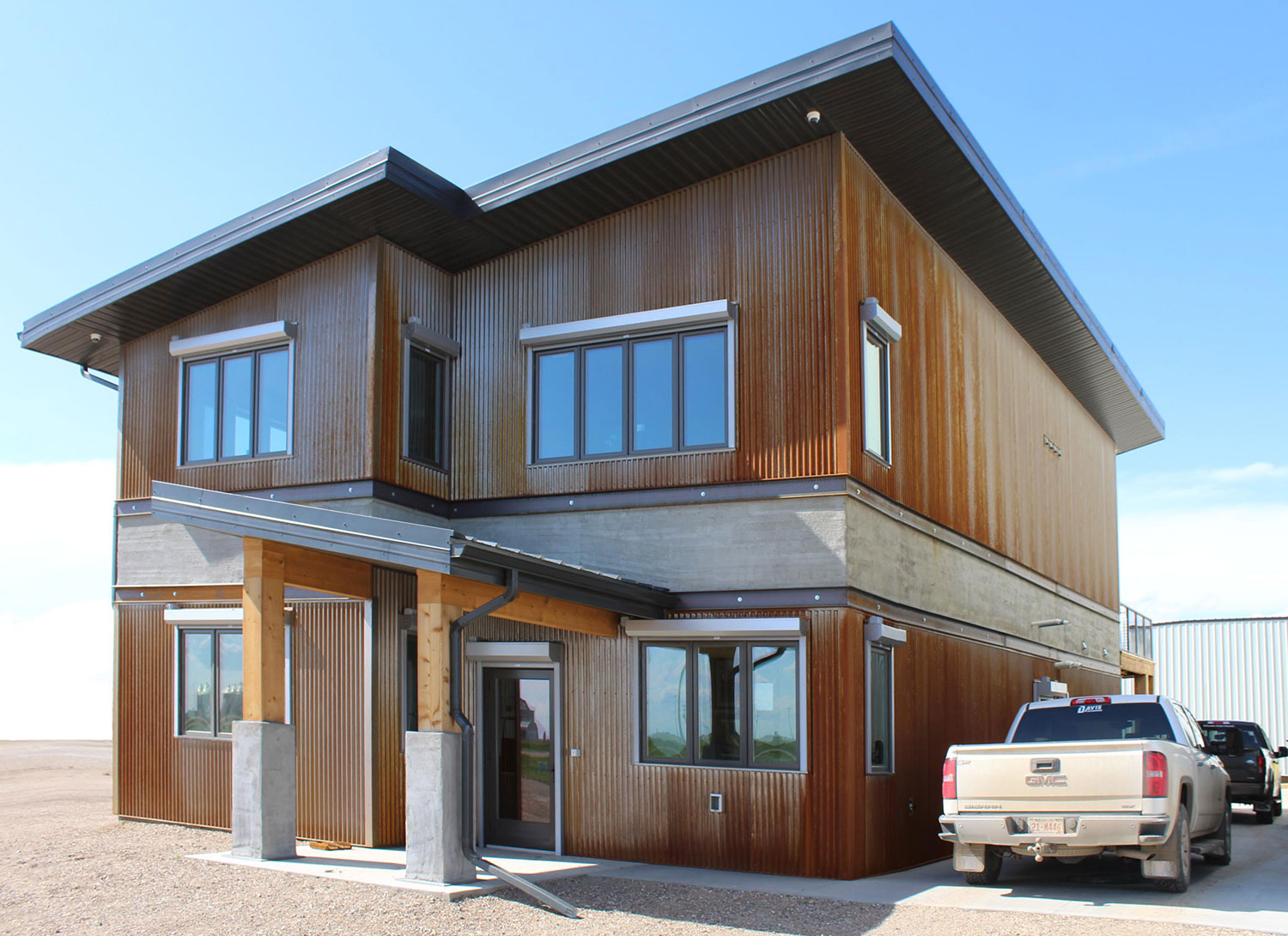 Commercial Office with 7/8 Corrugated Panel in Weathering Steel