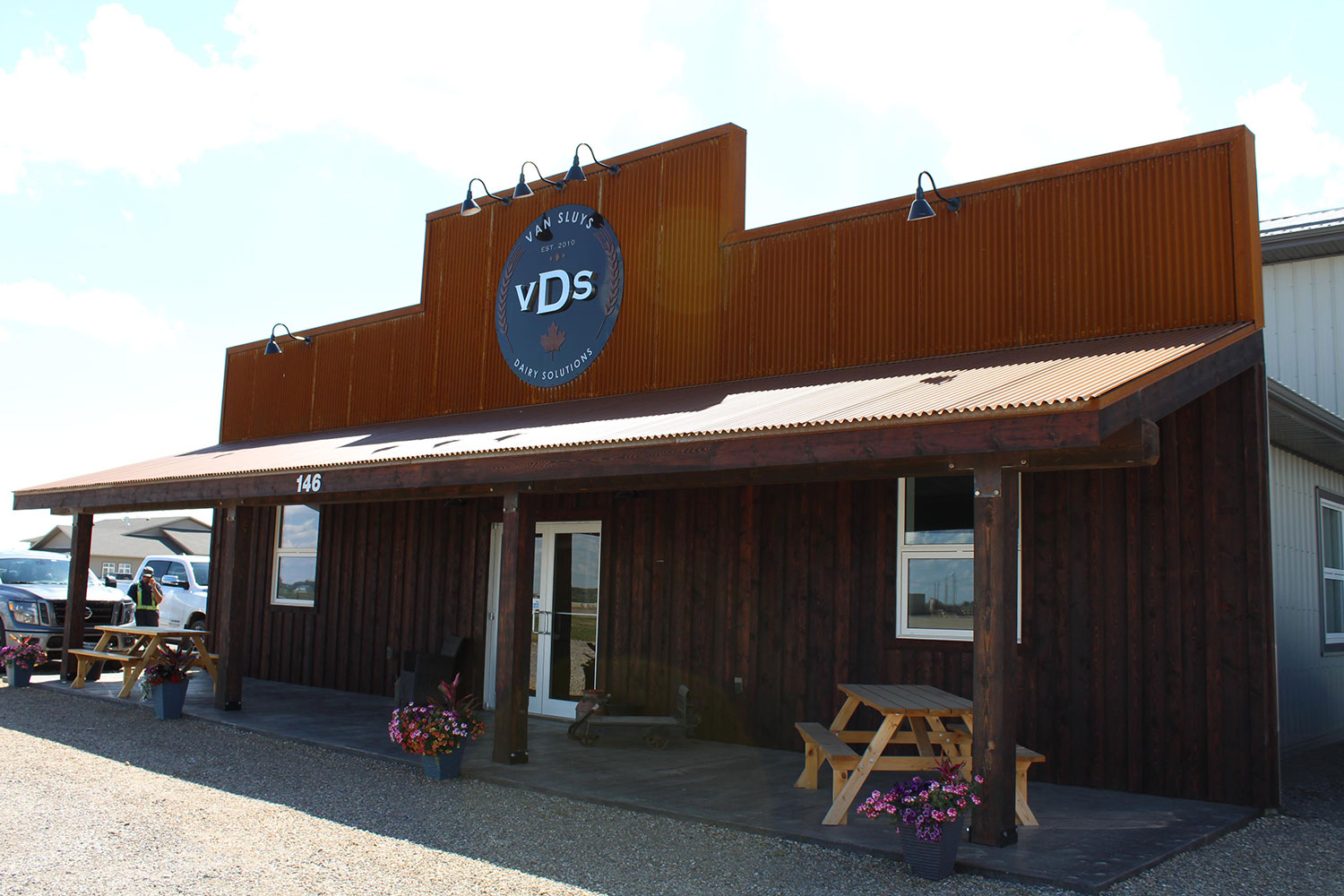 Commercial office with 7/8 Corrugated in Weathering Steel