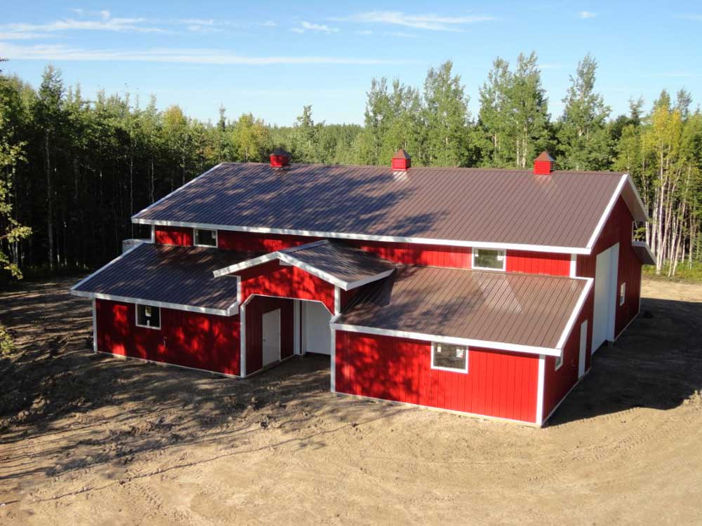 Agricultural Building with Bright Red