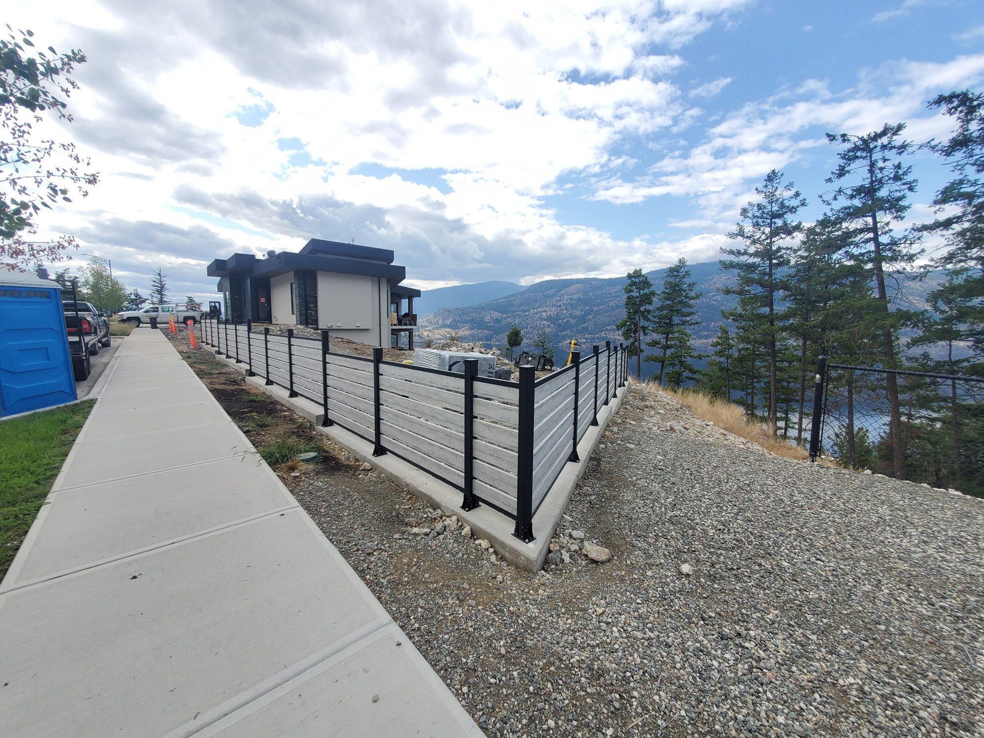 Metal Fencing in Concrete Texture