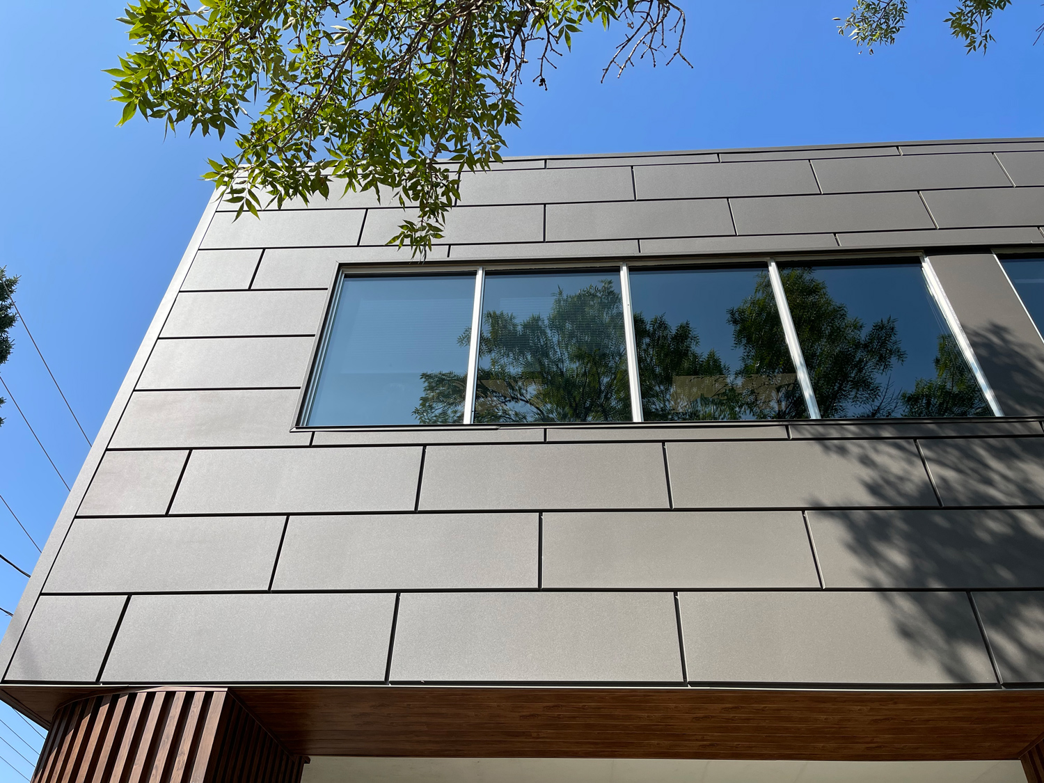 Commercial Building with Expand Modular Panels in Textured Graphite