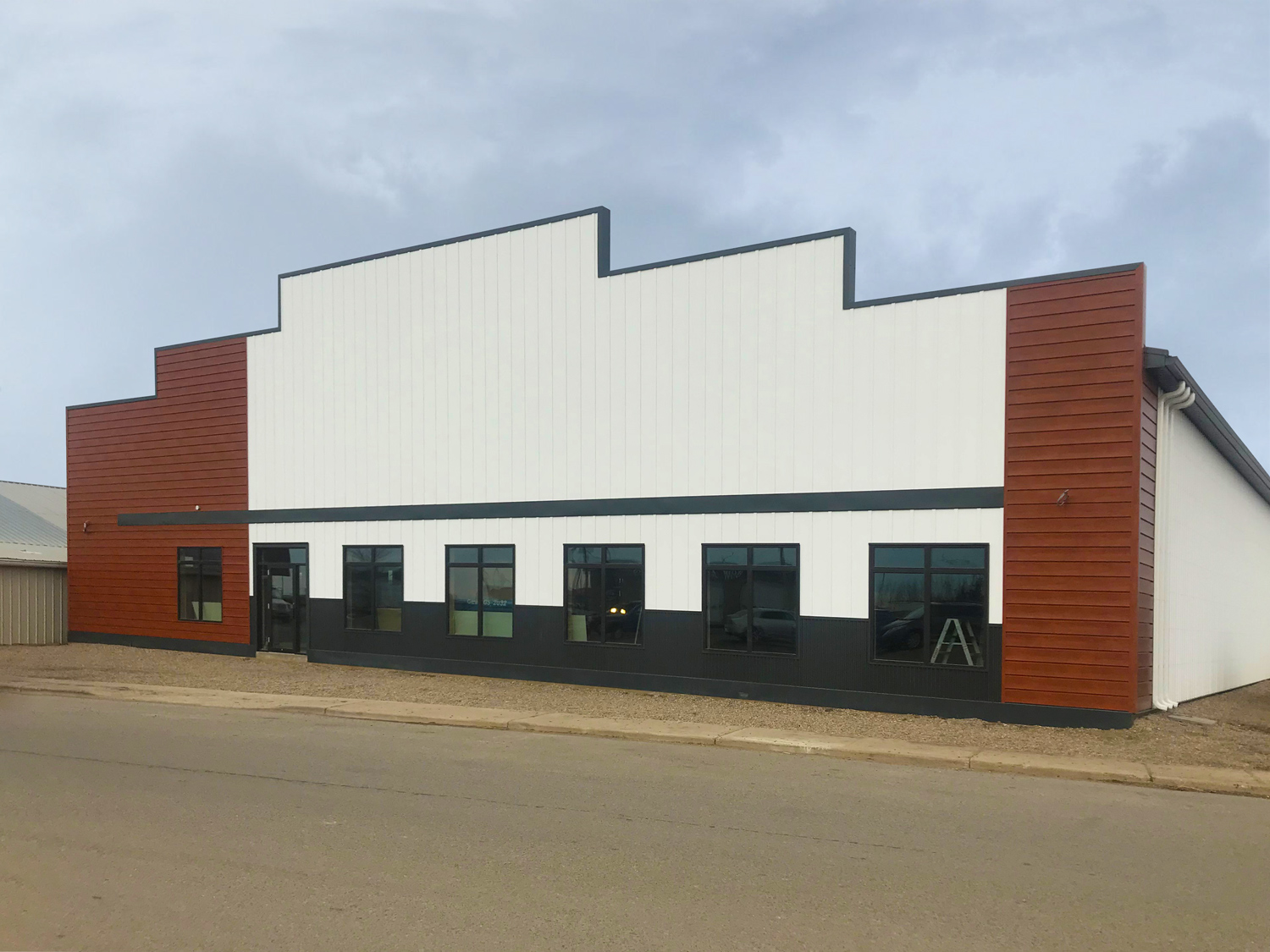 Commercial Building with Board and Batten panel in Arctic White Texture